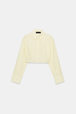 CAMISA CROP POPEL?N RAYAS / Estampado