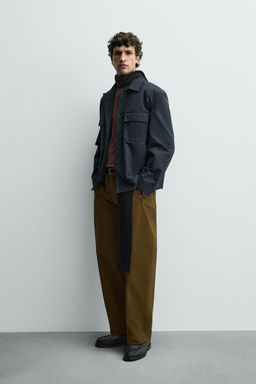 TEXTURED TWILL OVERSHIRT WITH POCKETS - Zara фото 4
