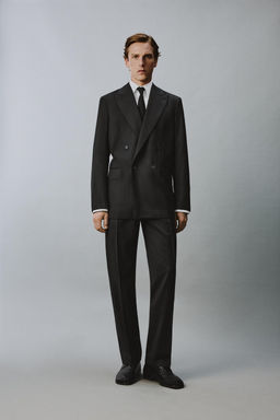 BLAZER CRUZADA TRAJE 100% LANA / Negro