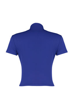 Trendyolmilla Siyah Buzgu/Drape Detayl? Fitted/Vucuda Oturan K?sa Kollu Dik Yaka Esnek Orme Bluz TWOSS24BZ00426  фото 8