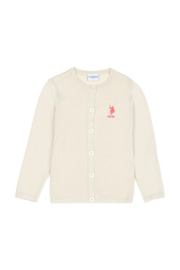 Кремовый трикотажный кардиган для девочки - U.s. polo assn фото 4