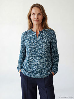 Ka??k Yaka Desenli Bluz