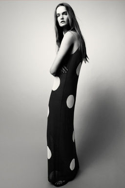 LONG POLKA DOT KNIT DRESS