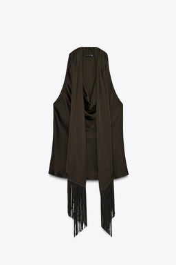 SATIN TOP WITH FRINGING - Zara фото 14