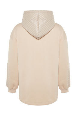 TRENDYOLMILLA Siyah Kal?n Ici Polarl? Kapitoneli Oversize/Genis Kesim Kapusonlu Orme Sweatshirt TWOAW24SW00205  фото 17