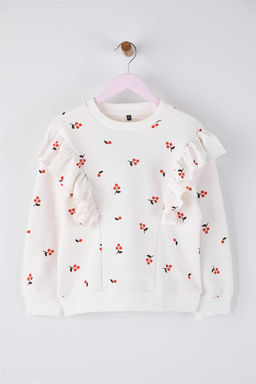 Ekru Pamuklu Bask?l? K?z Cocuk Orme Sweatshirt TKDAW26SW00053 - Trendyolmilla фото 2