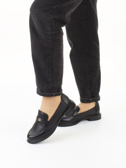 03-DHL206-1 BLACK Лоферы женские (натуральная кожа)