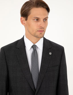 Antrasit Slim Fit Y_n Tak_m Elbise