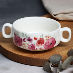 Тарелка глубокая керамическая «Цветы», 220 мл, 10.5×5 см