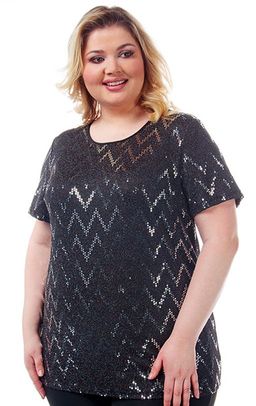 Великолепная блуза из трикотажа с приглушенными пайетками