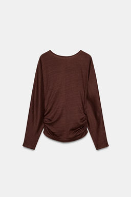 CAMISETA DRAPEADO LATERAL / Chocolate - Zara фото 6