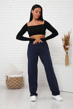 Брюки с карманами футер с лайкрой (01038, темно-синий) - Плиона фото 3