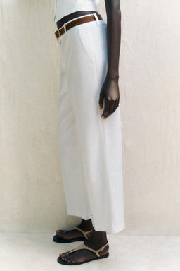 LINEN BLEND CULOTTES WITH BELT - Zara фото 4
