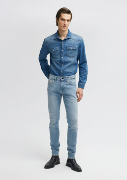 Kvnc Mavi Black Golgeli Ac?k Indigo Mavisi Jean Pantolon  фото 2