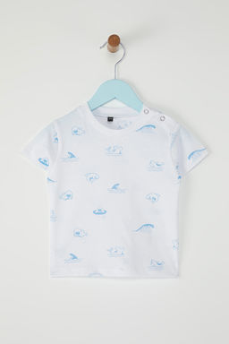 Mavi 2li Erkek Bebek Pamuklu Bask?l? K?sa Kol Orme Tulum TKDSS25TU00010 - Trendyolmilla фото 2