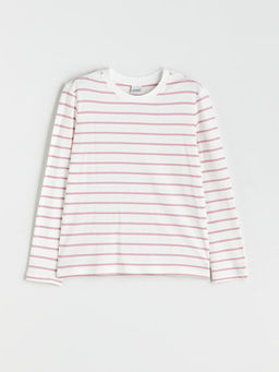 Bisiklet Yaka ?izgili K?z ?ocuk Ti??rt