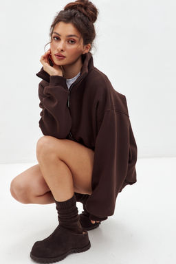 Толстовка женская из футера начес Комфорт шоколад макси