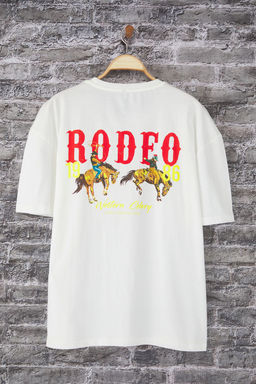 TRENDYOL MAN Siyah Oversize/Genis Kesim Rodeo Bask?l? T-Shirt TMNSS25TS00135 - Trendyolmilla фото 5