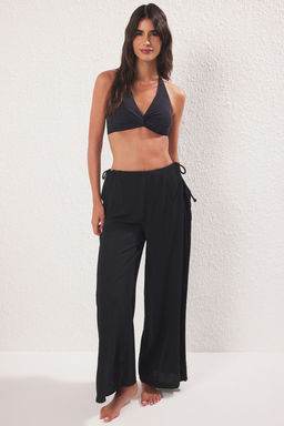 Trendyolmilla Siyah Dokuma Yandan Baglamal? Plaj Pantolon TBESS25PL00006