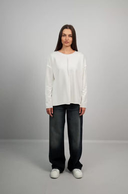 Женский лонгслив оверсайз из футера двухнитки Happyfox - Happy fox фото 2