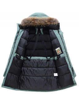 Парка зимняя мужская с капюшоном и мехом енот зеленого цвета 9537-1Z - Valianly фото 3