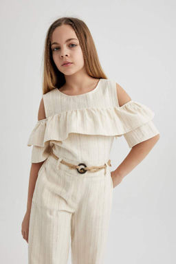 Блузка с коротким рукавом для девочки - Defacto фото 3