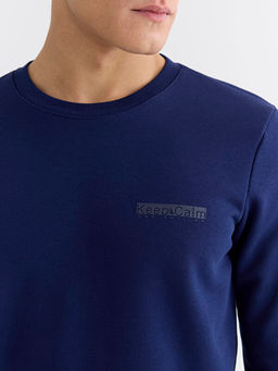 Bisiklet Yaka Bask?l? Erkek Kal?n Sweatshirt