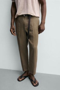 PANTAL?N RELAXED FIT 100% LINO / Marr?n / Topo - Zara фото 5