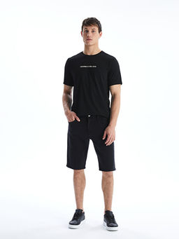 Bisiklet Yaka Bask?l? Erkek Ti??rt