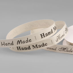 Лента декоративная Hand made, хлопковая, 15 мм, 23 1 м, цвет бежевый/чёрный