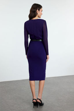 Trendyolmilla Mor Duz Dokuma Elbise TWOAW24EL00591 фото 5