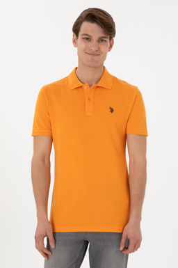 Erkek Slim Fit Polo Yaka Turuncu Basic Ti__rt Sepette S_rpriz _ndirim