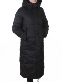 3068 BLACK Пальто пуховое женское с внутренним жилетом (утиный пух)