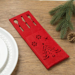 Набор конвертов для столовых приборов Доляна Новый год, красный - 4 штуки
