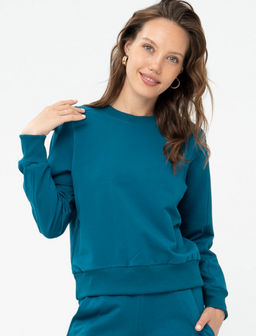 Джемпер из мягкого хлопкового футера 451L3-37 т.бирюзовый - Solo mio фото 9