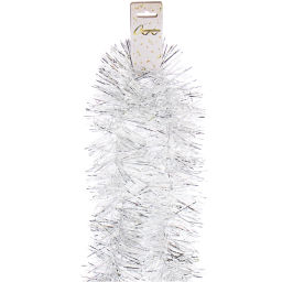 Цена за 10 шт. Мишура "Зимняя сказка" 2м, 9 см, Белый/Серебро