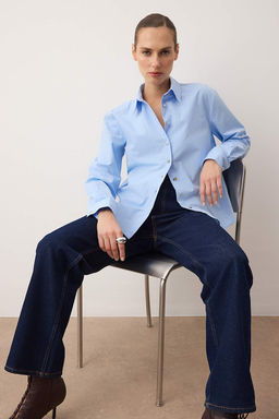 Mavi Gumus Dugme Detayl? Pamuklu Poplin Gomlek TWOAW26GO00114 - Trendyolmilla фото 2