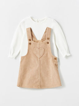 Bisiklet Yaka Kollu K?z Bebek Uzun Kollu K?z Bebek Bluz ve Salopet 2li Tak?m