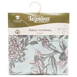 Набор декоративных полотенец (3 шт.) Радушная хозяйка (Традиция), рогожка, 100% хлопок, Винтаж цветы фото 5