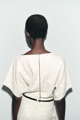 VESTIDO MIDI TEXTURA CINTUR?N / Crudo / Beige - Zara фото 6