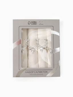 Набор салфеток с декорат. кольцами Этель Snow 40х40 см - 4 шт, 100% лён