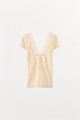 FLORAL LACE KNIT TOP - Zara фото 4