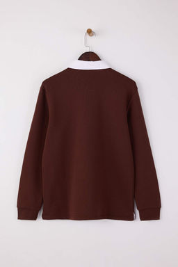 Lacivert Yeni Oversize/Genis Kesim Yakas? Dokuma Polo Yaka Sweatshirt TMNAW26SW00012 - Trendyolmilla фото 11