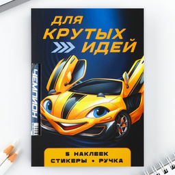 Подарочный набор Для крутых идей, блок бумаги 30 л, ручка синяя паста 1.0 мм и 5 шт. наклеек