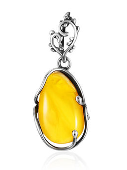 Красивая подвеска из цельного медового янтаря в изящной оправе Версаль