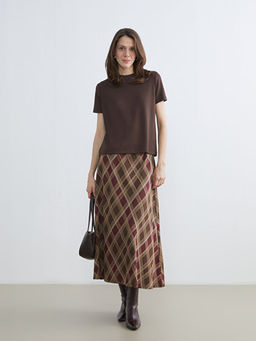 Beli Lastikli Baklava Desenli A Kesim Etek