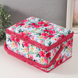 Шкатулка для рукоделия и шитья Акварельные цветы, хранение ниток, иголок, мелочи, 19?26?14.5 см