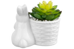 Кашпо-фигурка 11,5*7,2*10,5 см "Заяц с цветком"