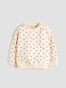 Bisiklet Yaka ?i?ekli K?z ?ocuk Sweatshirt