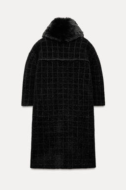 KNITTED COAT WITH FAUX FUR COLLAR - Zara фото 5
